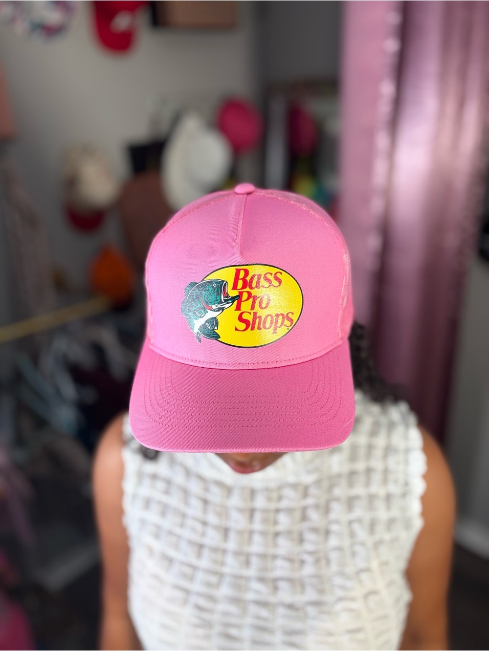 Bass Pro Shops Pink Cap with Yellow Logo